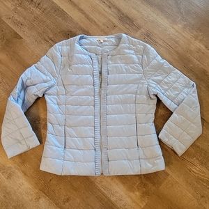 Patty Kim Women's size Medium Quilted Puffer Jacket Ribbon Trim Nylon
